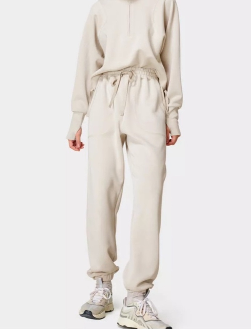 Sweaty Betty Sand Wash Soft Casual Cuffed Jogger, Studio White, size 10